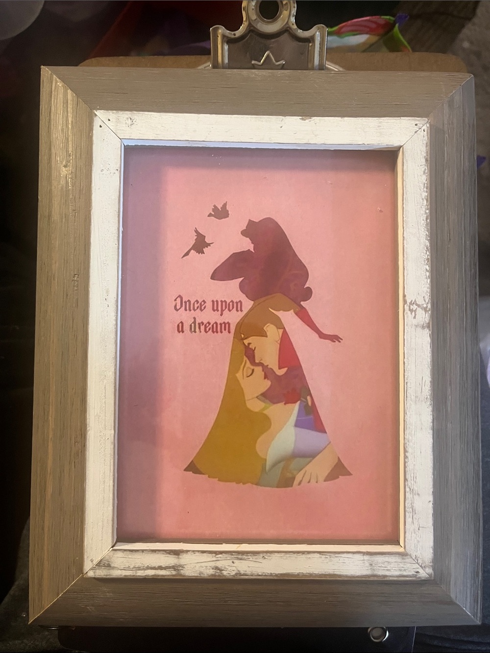 Once Upon a Dream Pink Princess Framed Picture of Sleeping Beauty Artistic 487